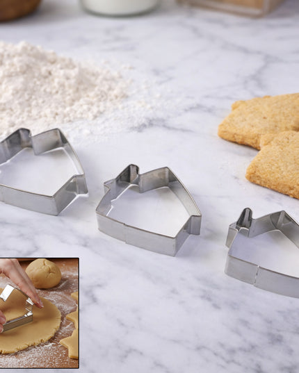 Stainless Steel House Shape Cookie Cutter Set (3 Pc Mix Design Set)