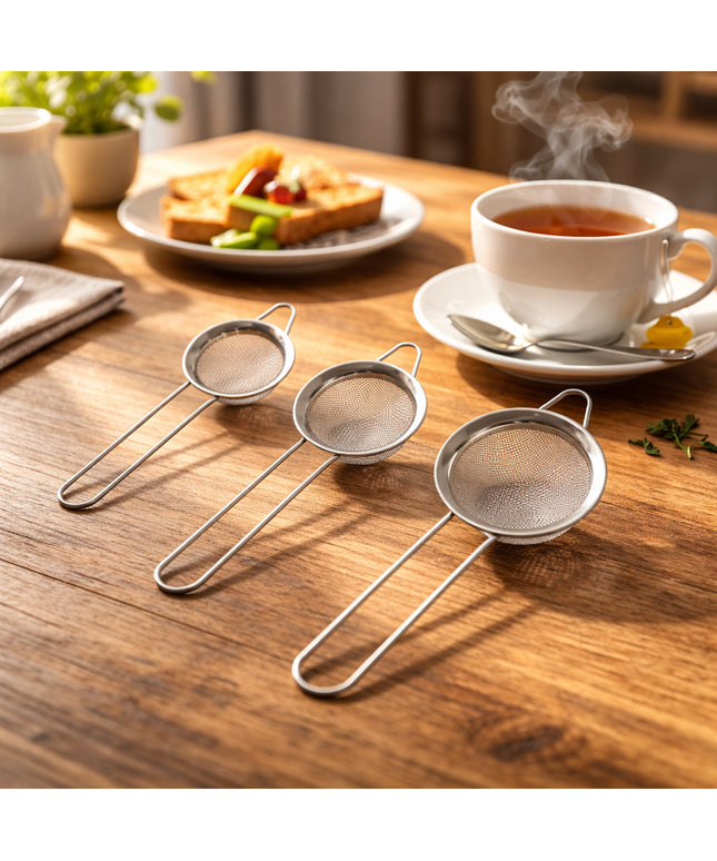 Stainless Steel Tea Strainer 3 Piece Set