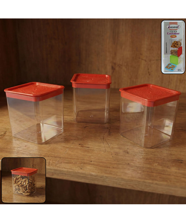 3 Piece Airtight Food Storage Container Set (1 Set  350 Ml)