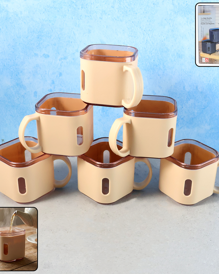 Premium Square Shape Tea Cup Set  6-piece (150 Ml)