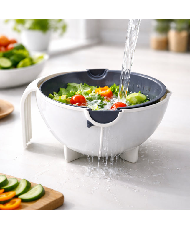 Multipurpose 2 In 1 Vegetable Washing Bowl With Strainer (1 Pc)