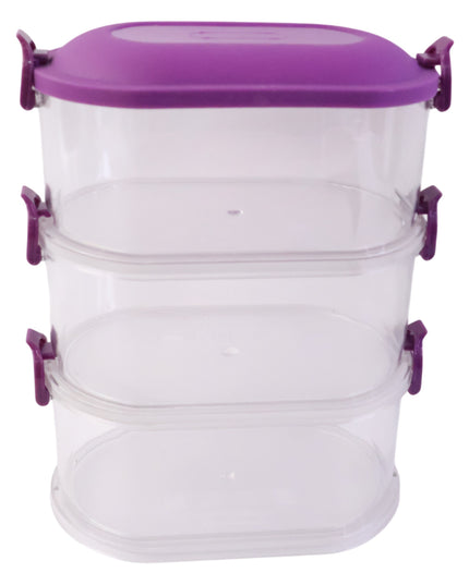 3 Layer Stackable Airtight Food Storage Container Set (1 Set)