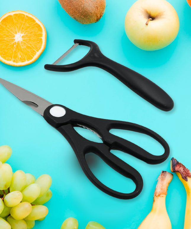 5629 6 Pieces Professional Kitchen Knife Set Meat Knife Chefs Knife With Non-slip Handle For Home Kitchen And Restaurant With Chef Peeler And Scissor (Stainless Steel  6 Pcs Set)