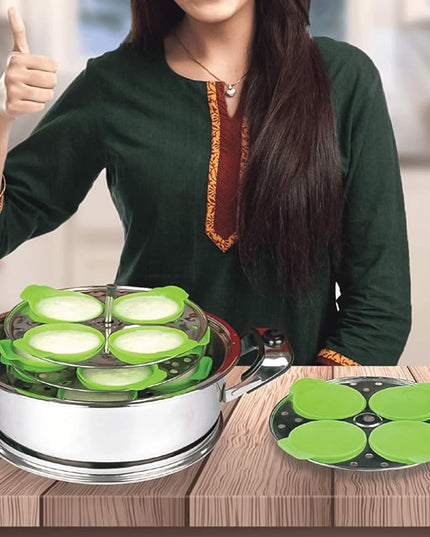 Idli Maker Cups (4 Pcs)  Food-grade Silicone Non-stick Idli Dhokla Egg Poacher Moulds