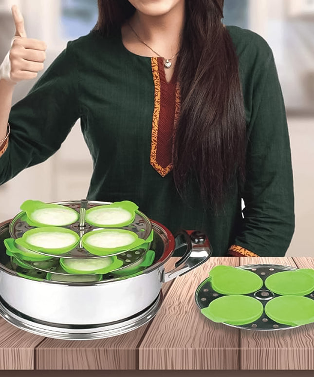 Idli Maker Cups (4 Pcs)  Food-grade Silicone Non-stick Idli Dhokla Egg Poacher Moulds