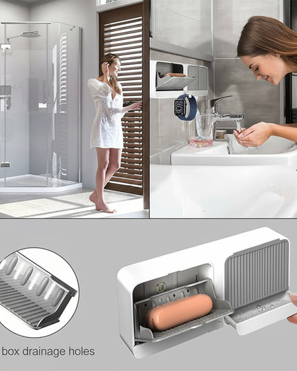 Wall Mounted 4-compartment Bathroom Storage  Soap Holder