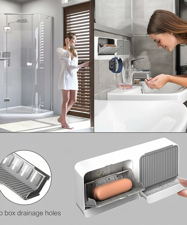 Wall Mounted 4-compartment Bathroom Storage  Soap Holder