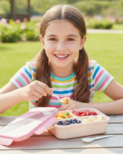 Plastic 3 Compartment Lunch Box For Kids