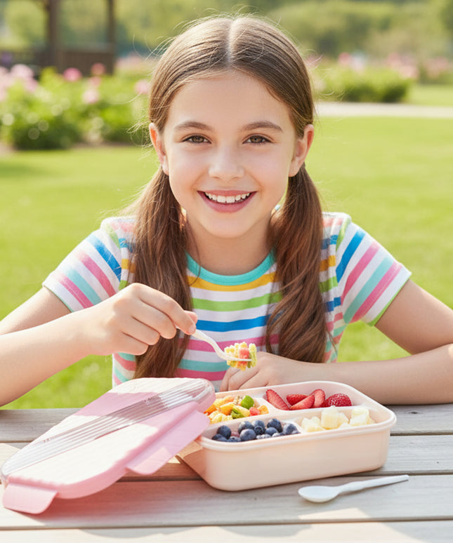 Plastic 3 Compartment Lunch Box For Kids