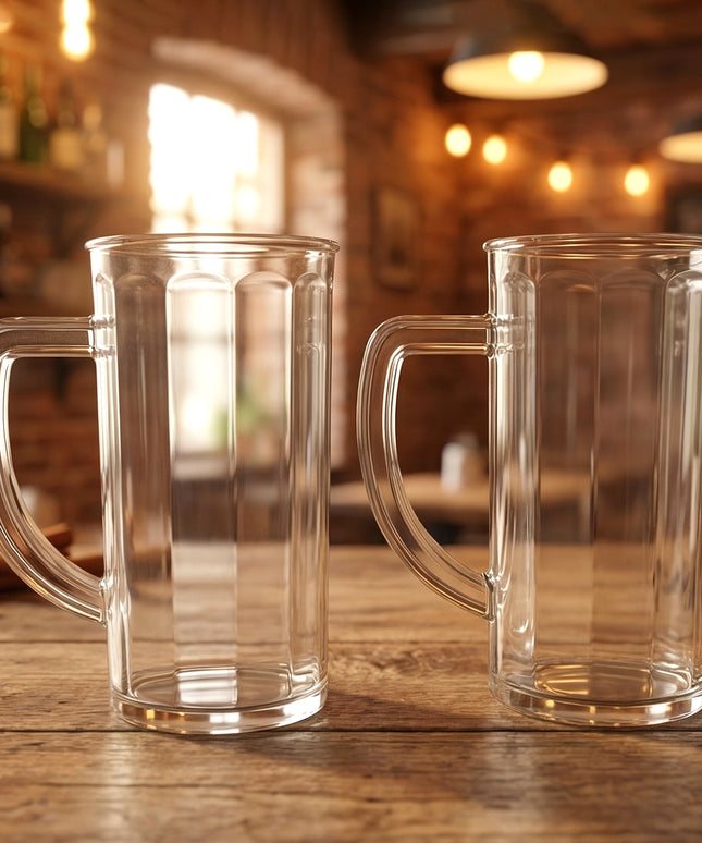 Prexo Plastic Shake Mug Glass With Handle (2 Pc Set 400 Ml Approx)