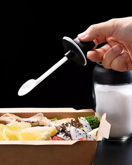 5522 Heat-resistant Condiment Container Seasoning Box Glass Condiment Canisters Pots Bottle With Serving Spoons For Salt Spice Honey Sugar Bbq Resturant Jar Oil Bottle Honey Jar Dispenser Airtight Cap Transparent (1 Pc)