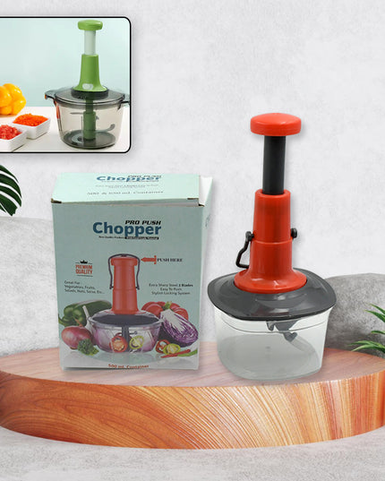 5790 Manual Press Fruit  Vegetable Chopper With 3 Stainless Steel Blades Anti-slip Base And Locking System Cutting Chopper For Kitchen (650 Ml)