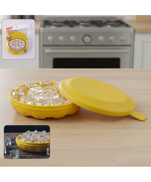 Premium Round Ice Cube Tray With Lid (1 Pc)