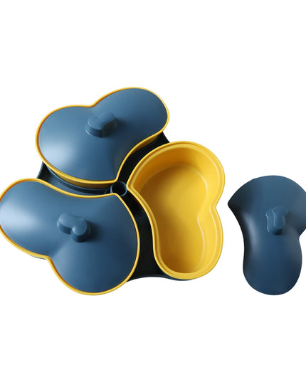 Multipurpose 3 Section Snack Serving Tray With Lid (1 Pc)