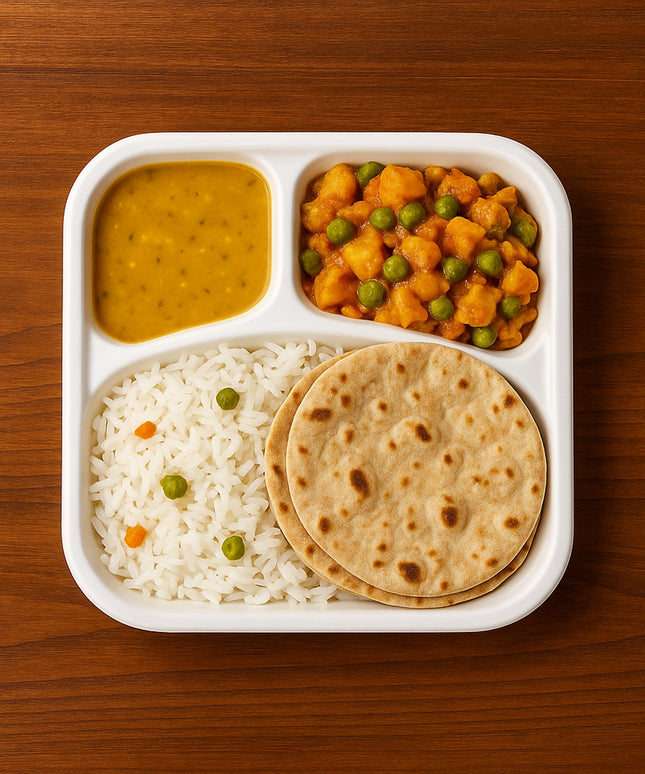 Compostable Bagasse 3-compartment Square Meal Plate