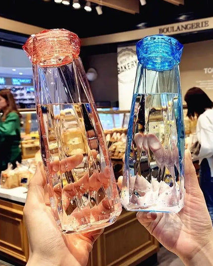 5213 Glass Fridge Water Bottle Plastic Cap With Two Water Glass For Home  Kitchen Use