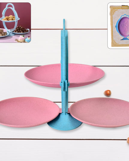 Foldable Fruit Plate Candy Dish  Multi Use Mirror Shape Dried Fruit Tray (1 Set)