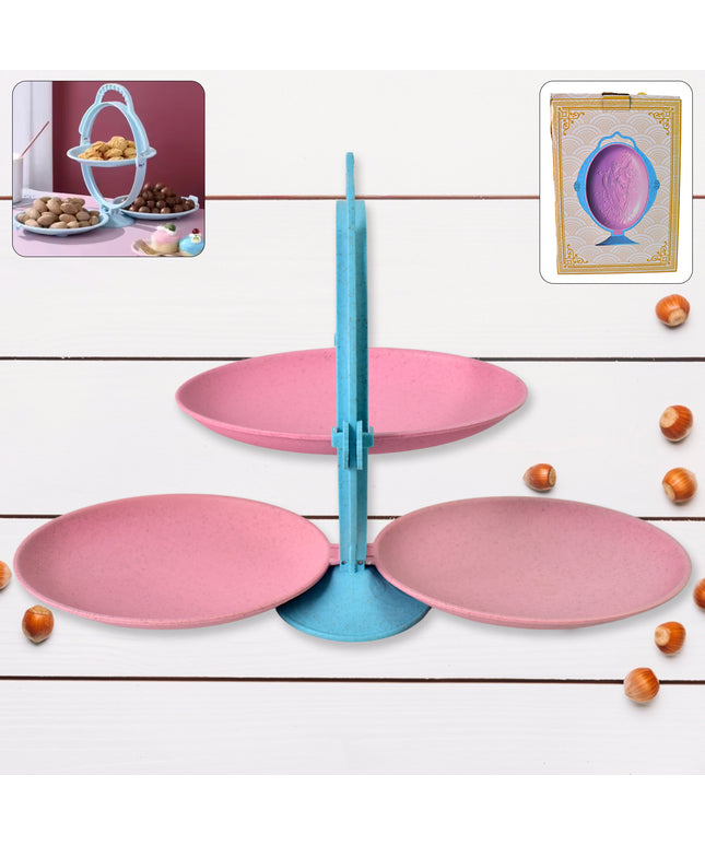 Foldable Fruit Plate Candy Dish  Multi Use Mirror Shape Dried Fruit Tray (1 Set)
