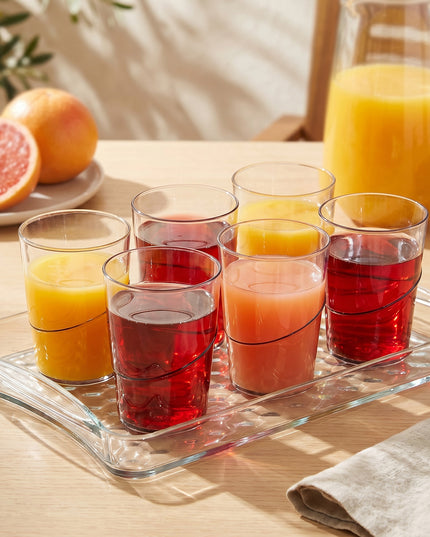 Premium Glass Serving Set (6 Glass With 1 Tray)
