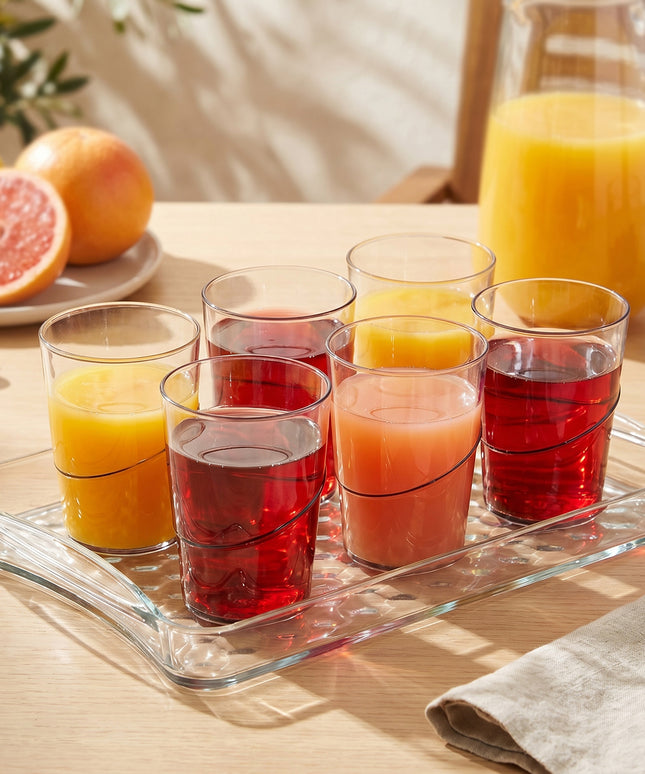 Premium Glass Serving Set (6 Glass With 1 Tray)