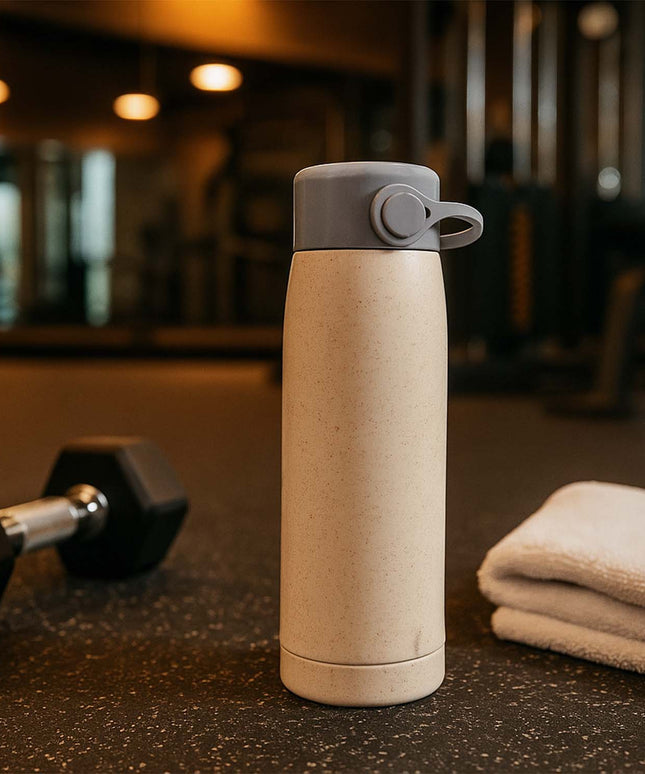 6951 High Portable Water Bottle Creative Wheat Fragrance Glass Bottle Water With Mobile Phone Holder Wide Mouth Glass Water 380ml (Moq - 80 Pc)