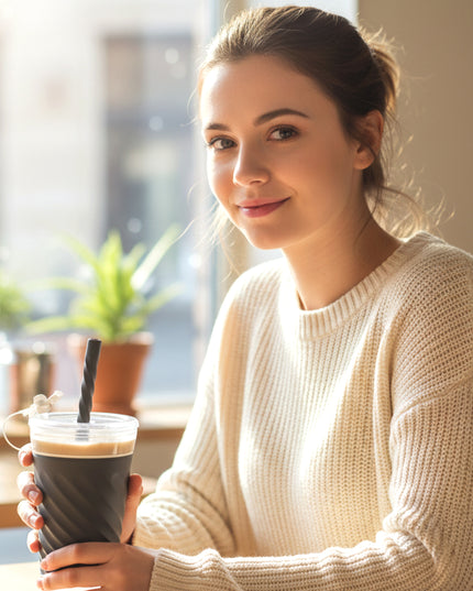 Swirl Design Drinking Tumbler Cup With Lid And Straw (1 Pc)