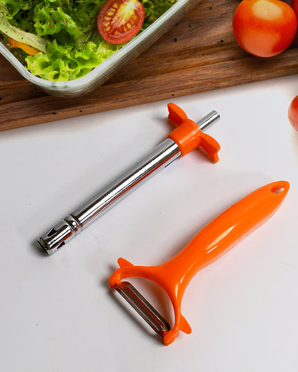 8213 2 In 1 Kitchen Combo Lighter Stainless Steel Durable Gas Lighter With Vegetable Cutter Peeler For Kitchen Steel Gas Lighter (2 Pc Set)