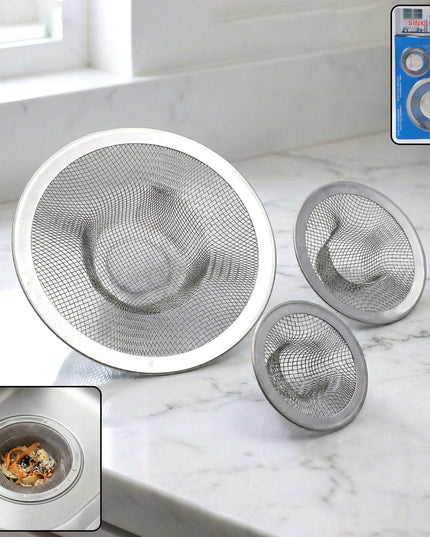 Stainless Steel Sink Drain Strainer Set (3 Pc)