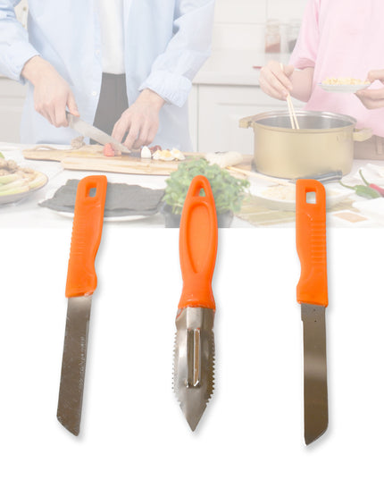 8217 3in1 Multipurpose Stainless Steel Classic Kitchen Knife Set Of 3 For Fruits And Vegetable Chopping  Cutting  Peeling Kitchen Knife  Vegetable Peeler  Plain Knife