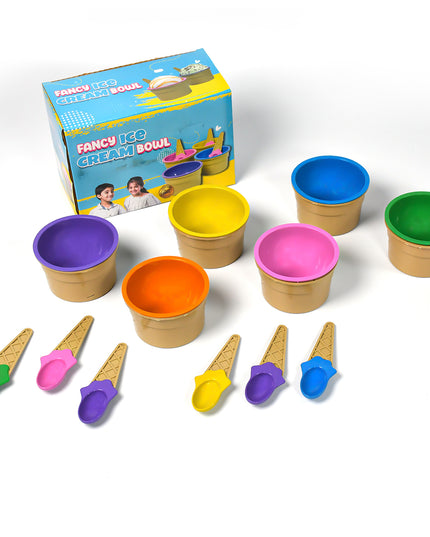 5322 Ice-cream Waffle Spoon Bowel Cup Set  Premium Ice Cream Set  Ice-cream Bowel With Spoon  6 Units Couple Bowl Set  Color Box