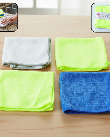 Multipurpose Microfiber Dust Cleaning Cloth (4 Pc Set)