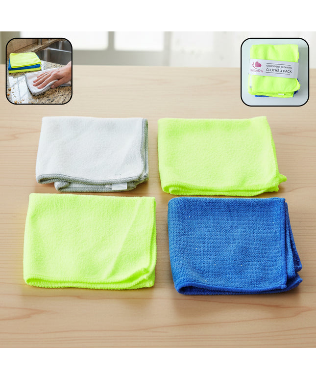 Multipurpose Microfiber Dust Cleaning Cloth (4 Pc Set)