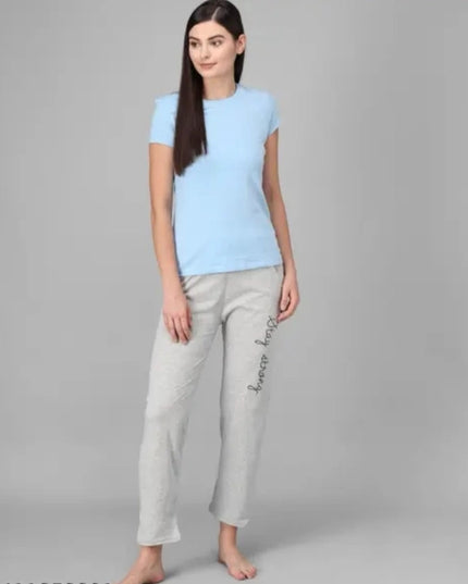 Cotton Blend Straight Fit Trouser for Women (Grey, M)