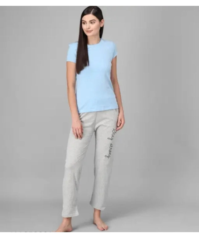 Cotton Blend Straight Fit Trouser for Women (Grey, M)