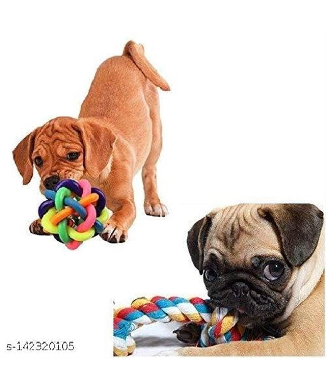 Chew Playing Rubber Colored Knot Ball for Pet (Multicolor)