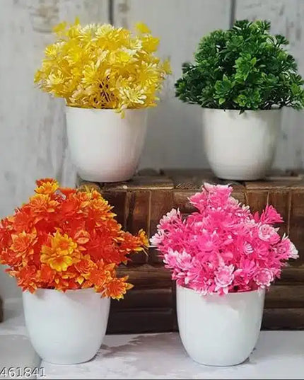 Artificial Plants with Pot (Multicolor, Set of 4)