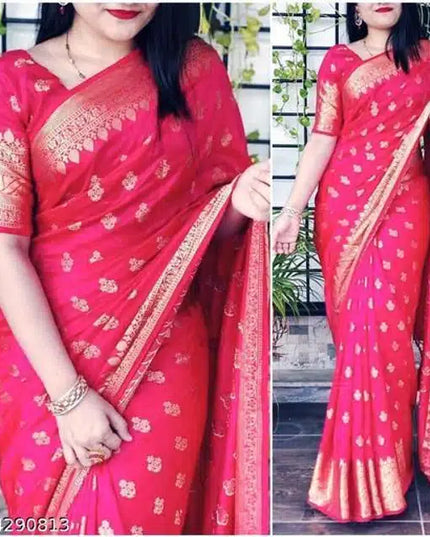 Jacquard Saree For Women (Brown, 6.3m)