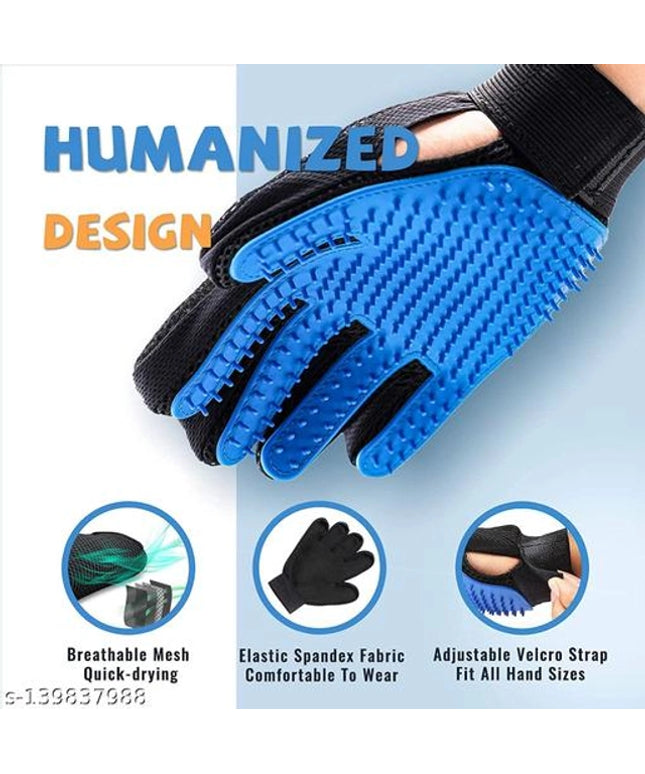 Five Finger Pet Hair Remover Deshedding Gloves (Multicolor)