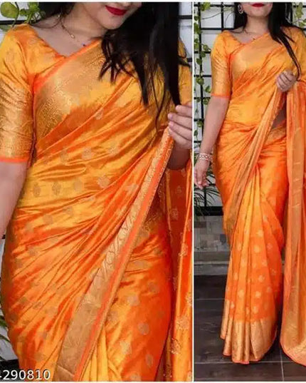 Jacquard Saree For Women (Brown, 6.3m)