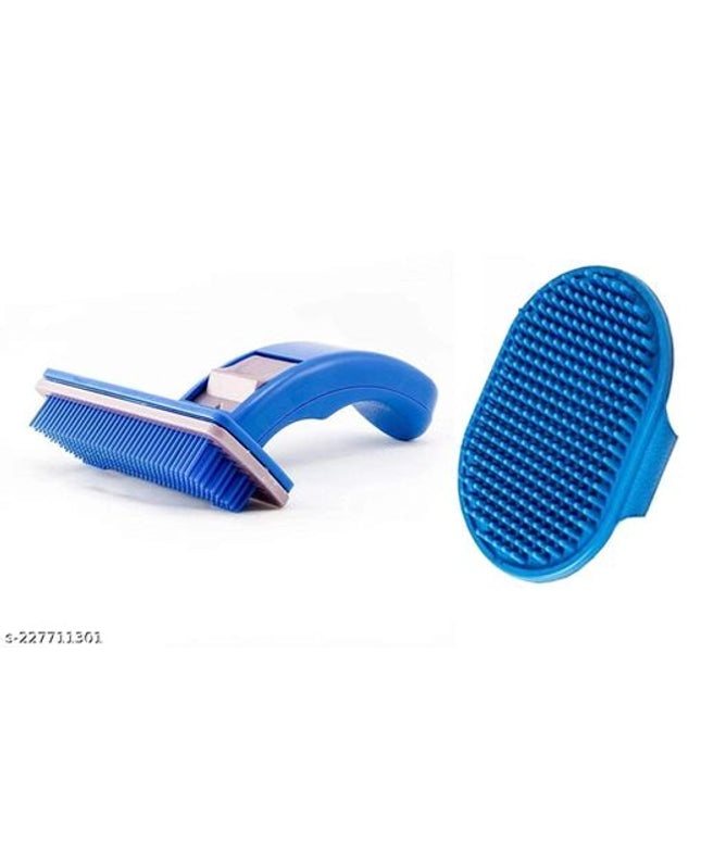 ABS Plastic Slicker Brush with Massage Brush for Pet (Multicolor, Set of 2)