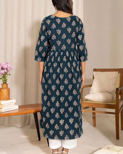 Floral Printed Notch Neck A-Line Maternity Kurta
