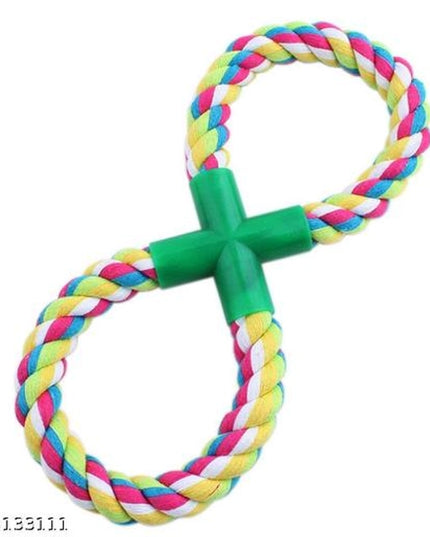 Cotton Rope Loop Tug Chew Toy for Pet (Multicolor)