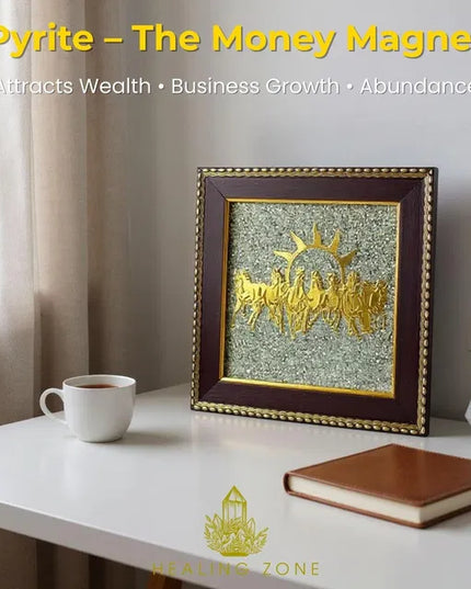 HEALING ZONE 7 Horses on Raw Pyrite Frame