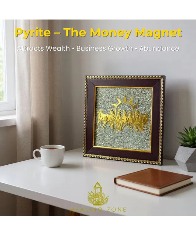 HEALING ZONE 7 Horses on Raw Pyrite Frame