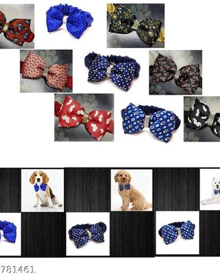 Adjustable Stretchable Bow Tie for Pet (Multicolor, L) (Pack of 9)