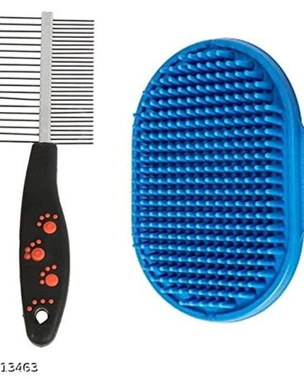 2 in 1 Massage Brush with Hair Straightening Brush for Pet (Multicolor, Set of 2)