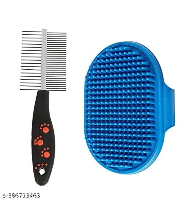 2 in 1 Massage Brush with Hair Straightening Brush for Pet (Multicolor, Set of 2)