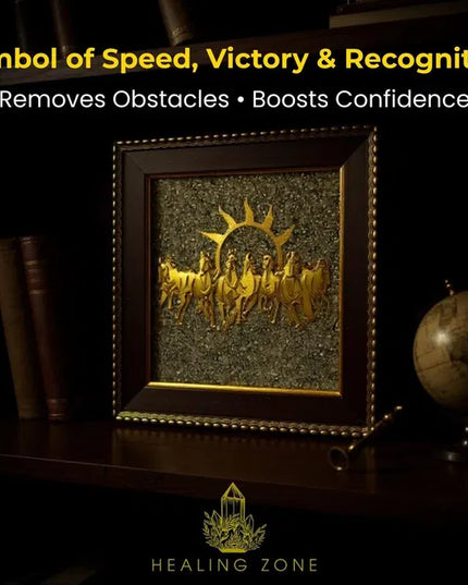 HEALING ZONE 7 Horses on Raw Pyrite Frame