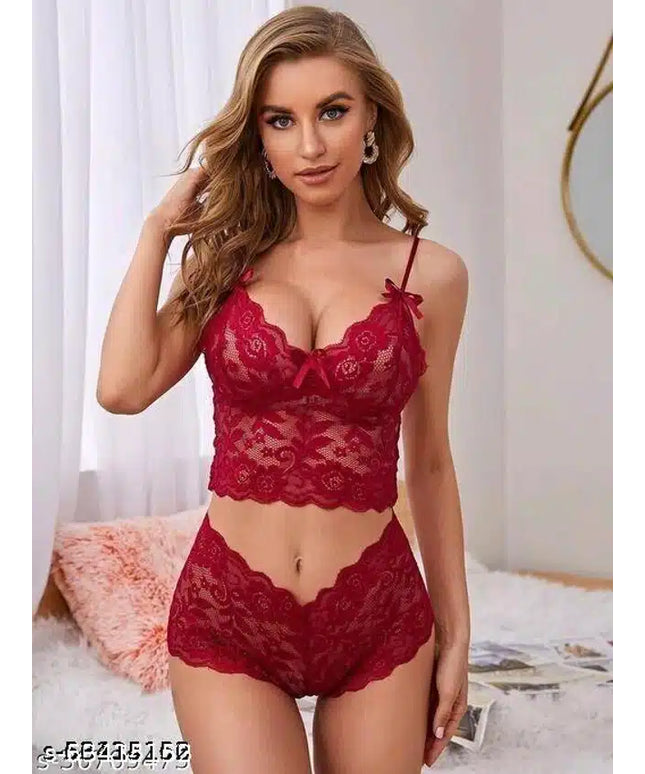 Babydolls for Women (Maroon, L) (Set of 1)