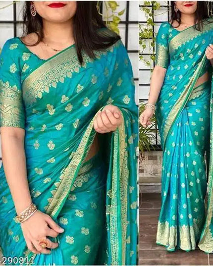 Jacquard Saree For Women (Brown, 6.3m)